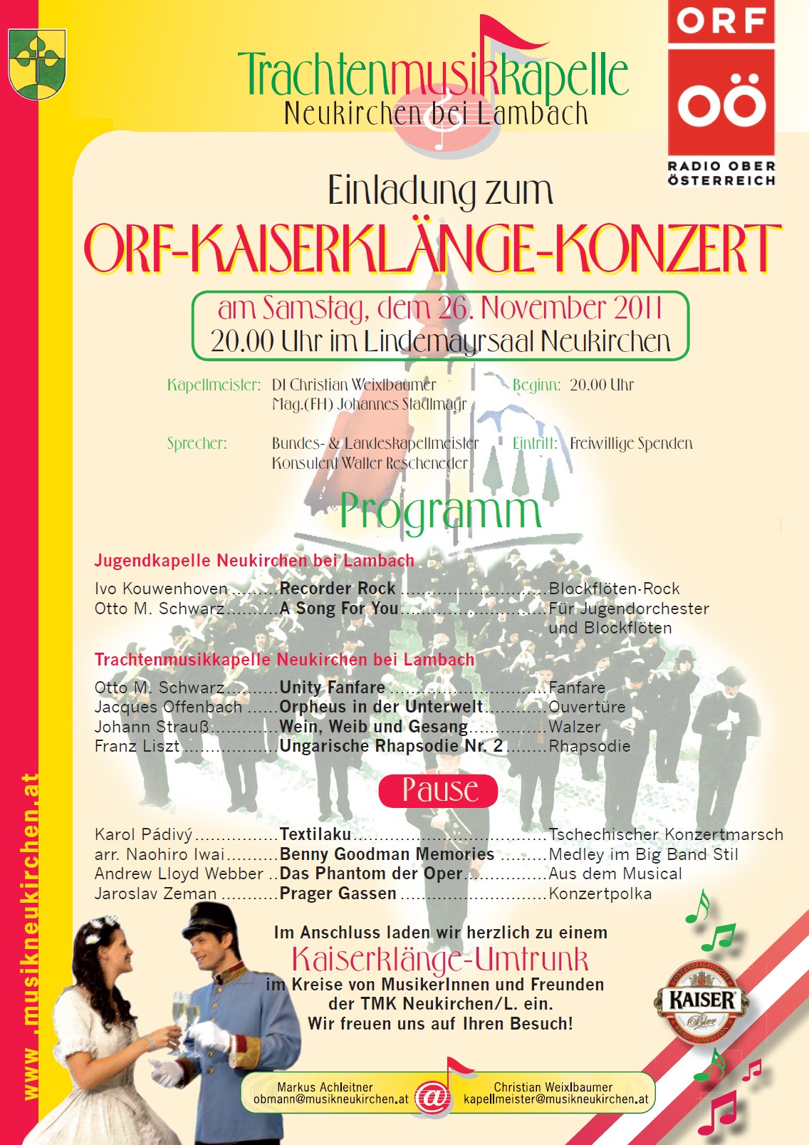 Einladung Herbstkonzert 2011 ORF-Kaiserklänge