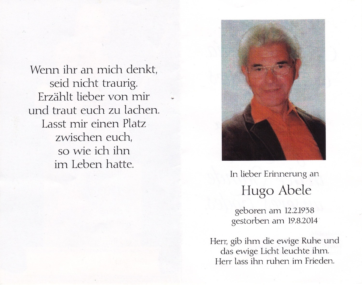 Hugo Abele verstorben