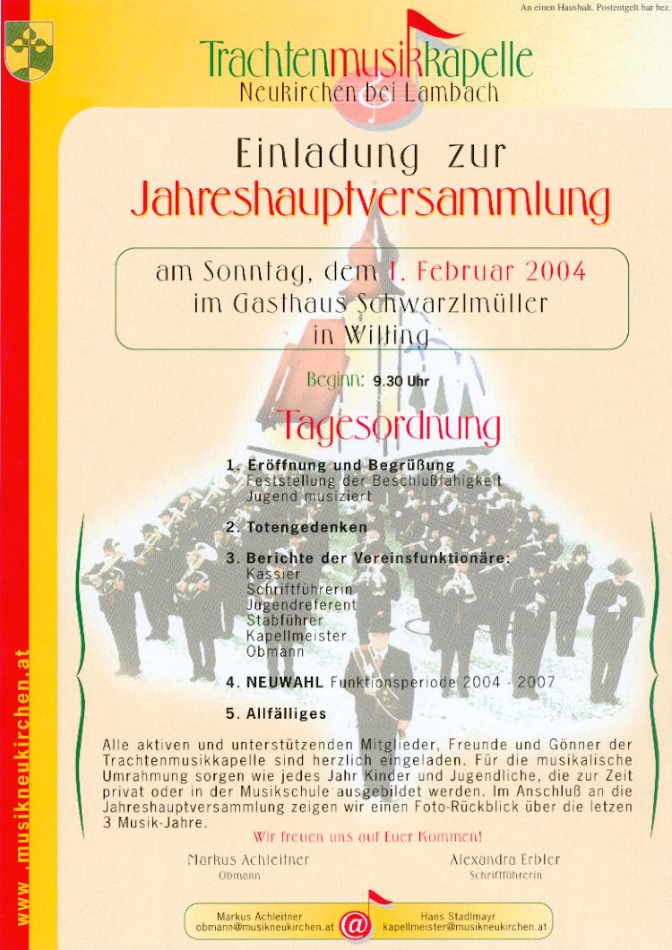 Jahreshauptversammlung 2004