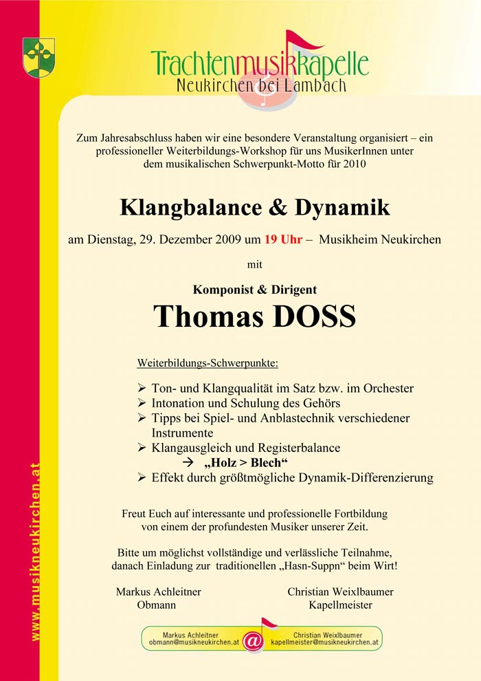 Workshop 'Klangbalance & Dynamik' und anschließende Hasensuppe