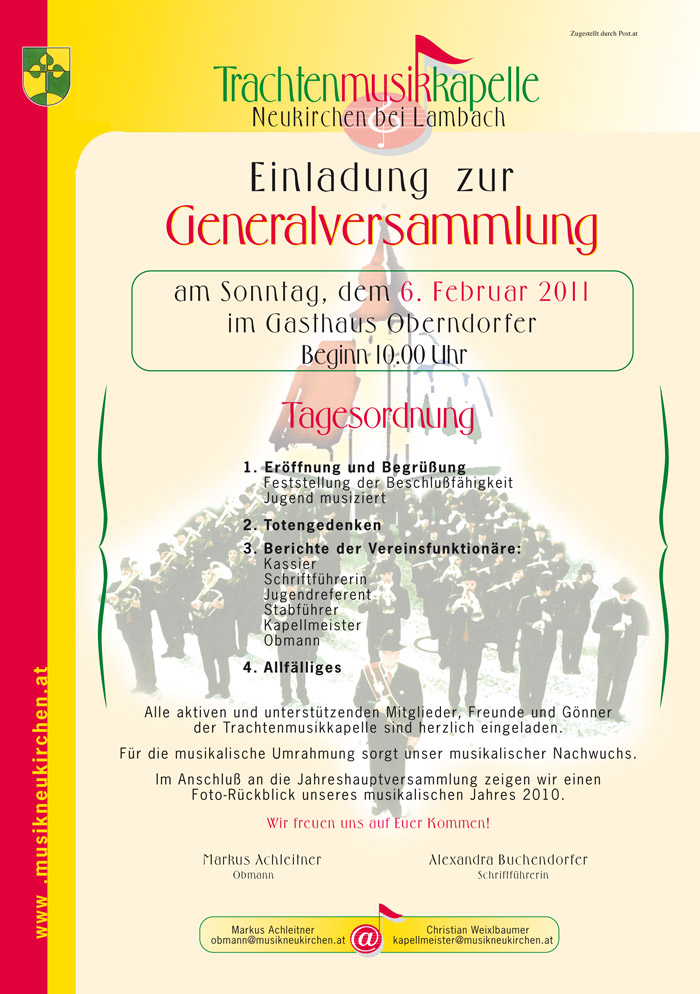 Generalversammlung 2011 Einladung