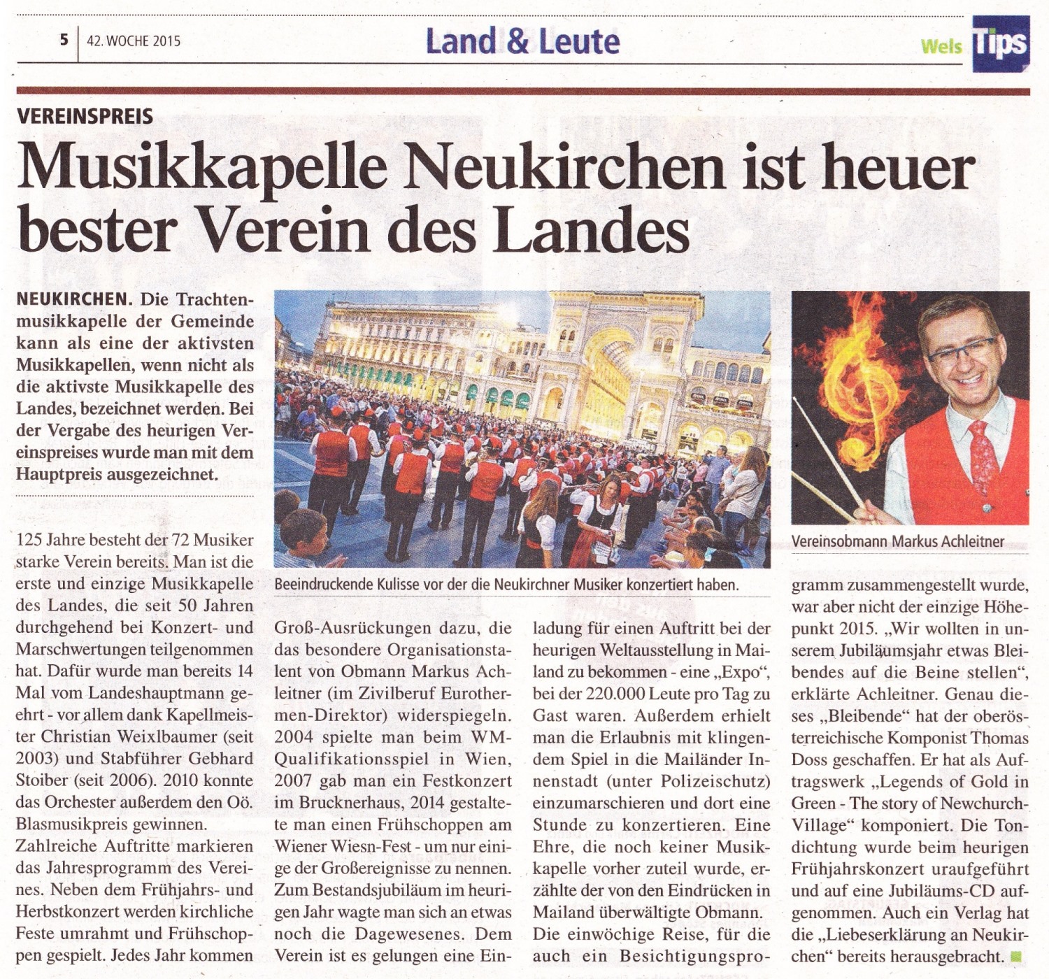 TMK Neukirchen bei Lambach gewinnt Vereinspreis 2015