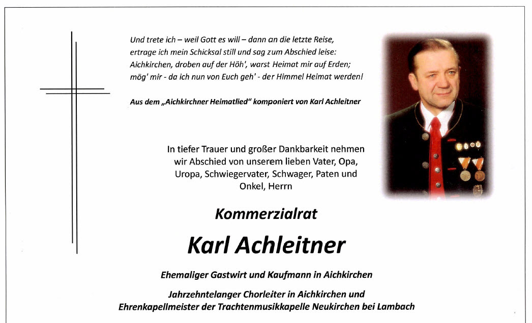 Abschied Ehrenkapellmeister Karl Achleitner Abschied Ehrenkapellmeister Karl Achleitner