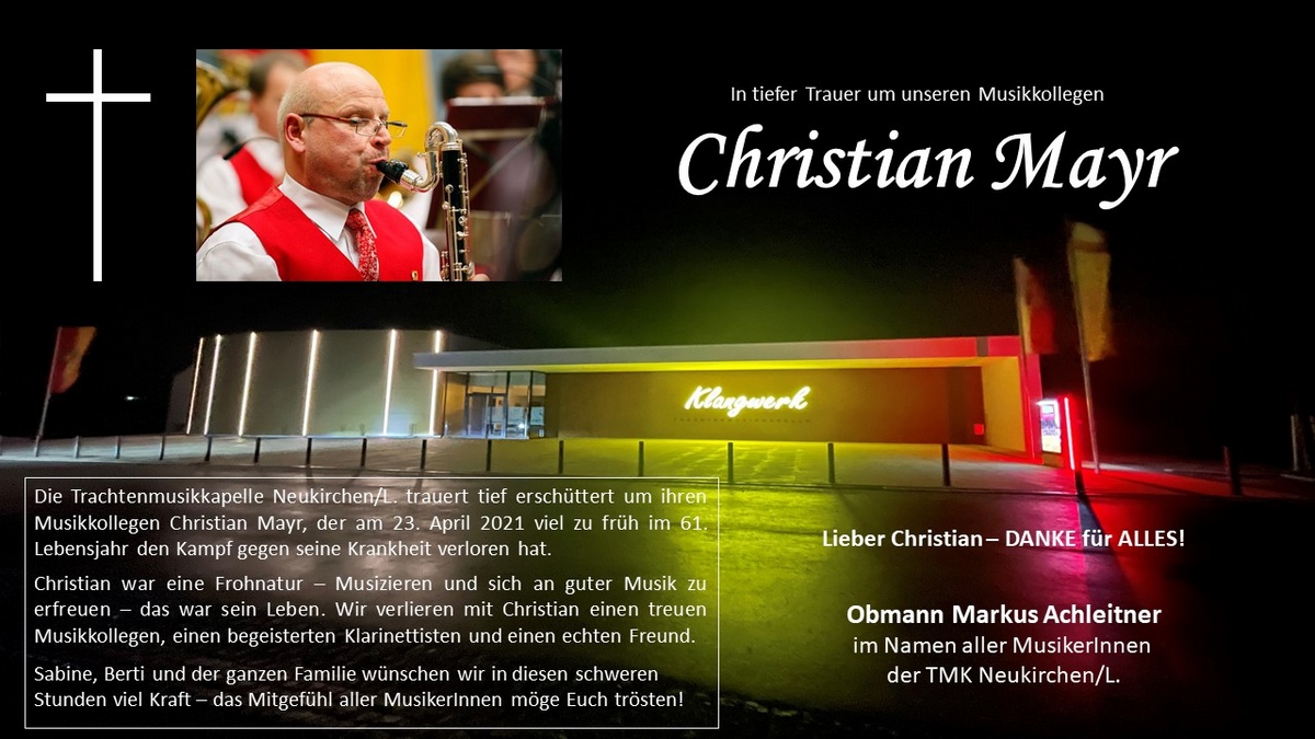 Wir trauern um Christian Mayr