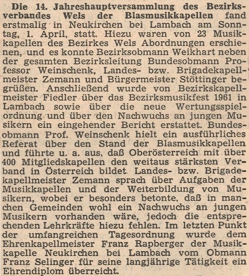 14. Bezirksversammlung 1962 in Neukirchen