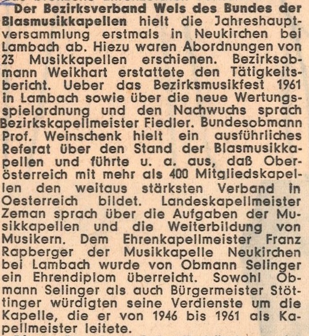 14. Bezirksversammlung 1962 in Neukirchen