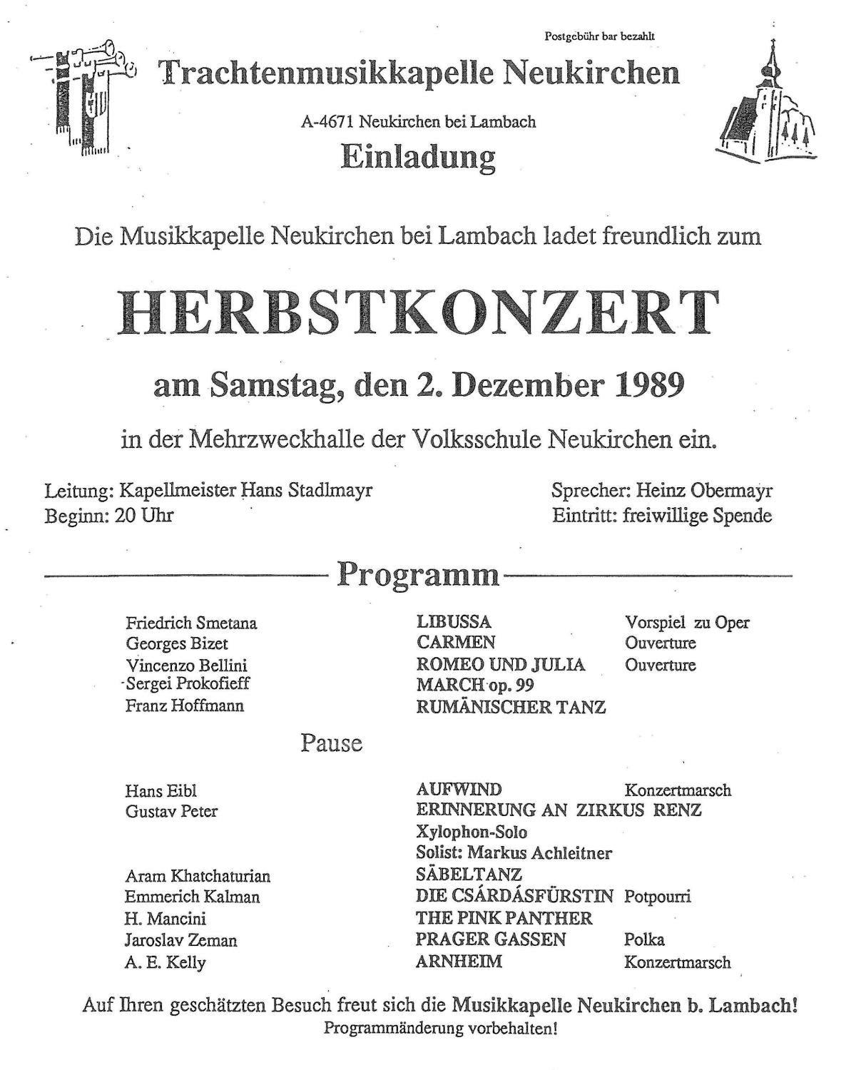 Herbstkonzert 1989