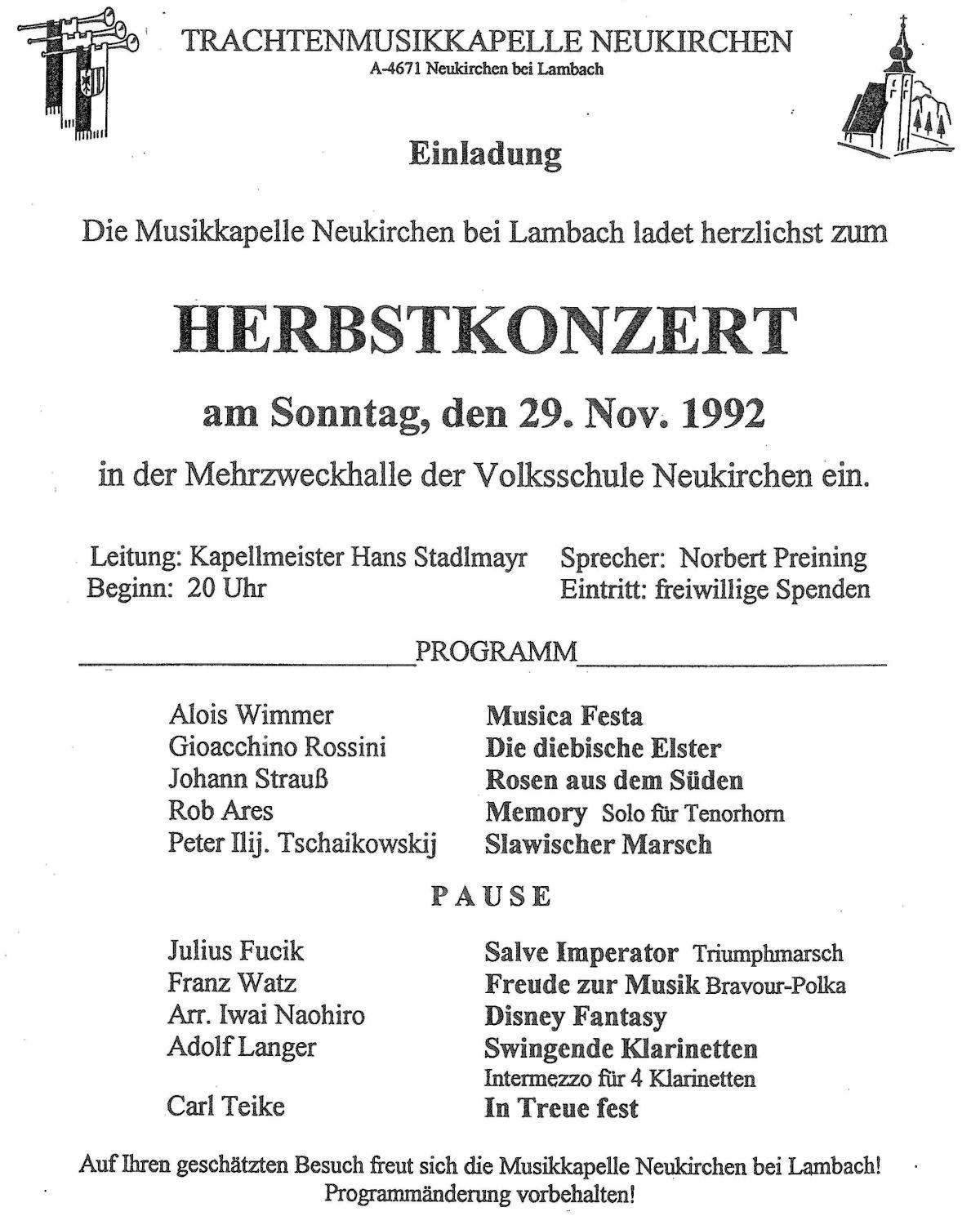 Herbstkonzert 1992