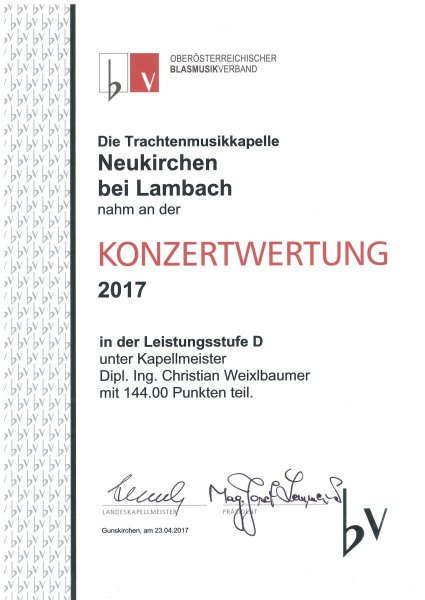 Konzertwertung 2017 in Gunskirchen