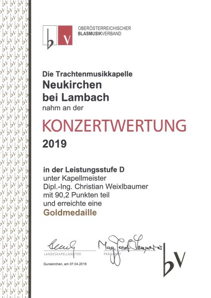 Konzertwertung 2019 in Gunskirchen