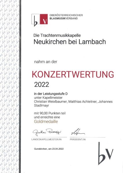 Konzertwertung 2022 in Gunskirchen